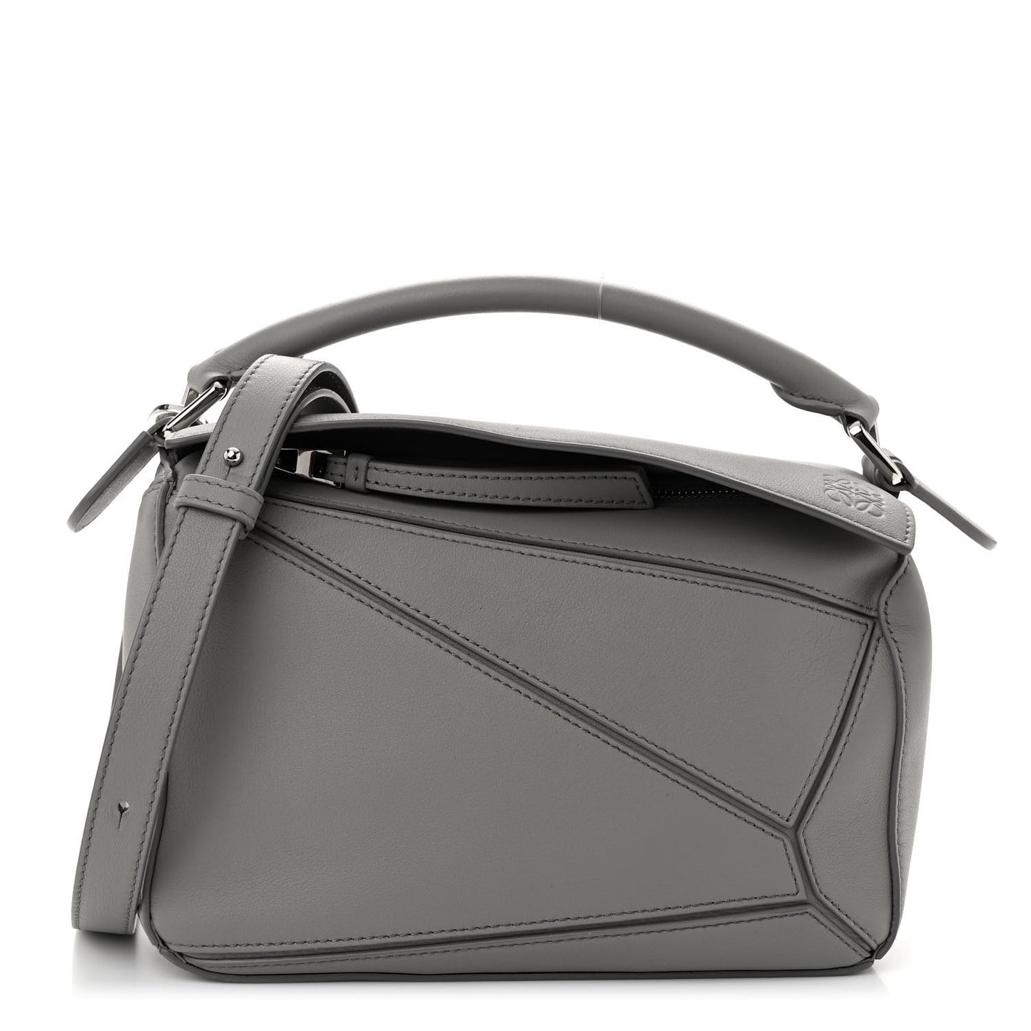 Soft Grained Calfskin Small Puzzle Bag Pearl Grey