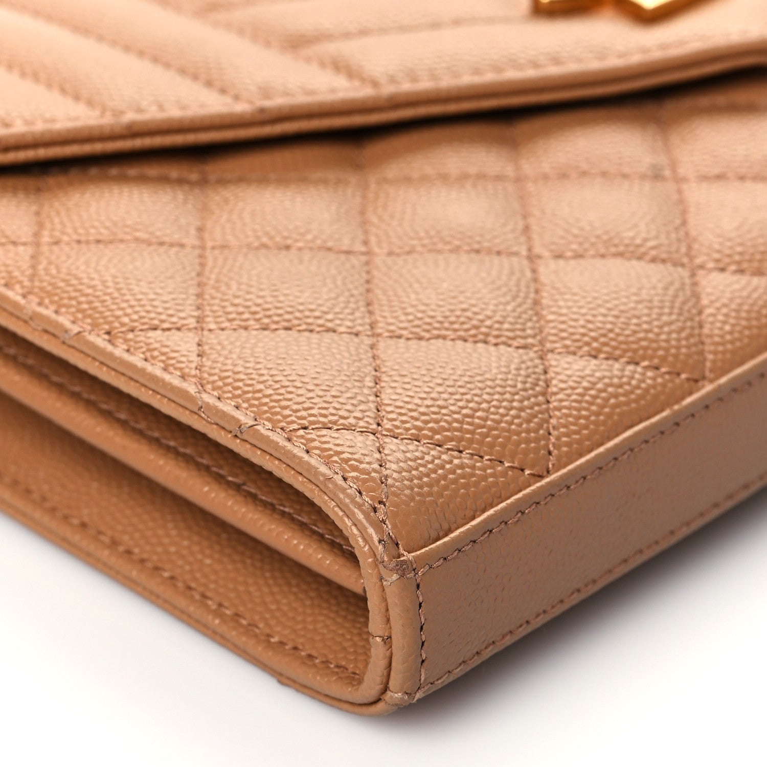 Saint Laurent Grain De Poudre Mixed Matelasse Triquilt Monogram Chain Wallet Dune 7 of 8