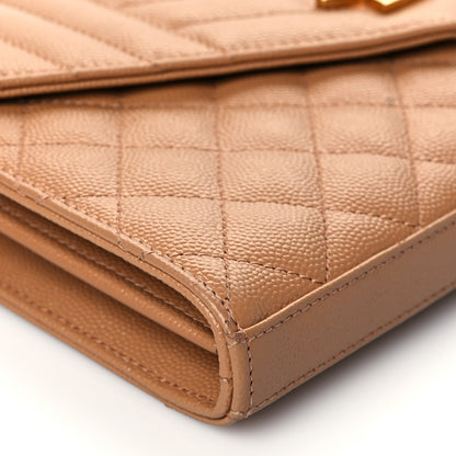 Saint Laurent Grain De Poudre Mixed Matelasse Triquilt Monogram Chain Wallet Dune 7 of 8