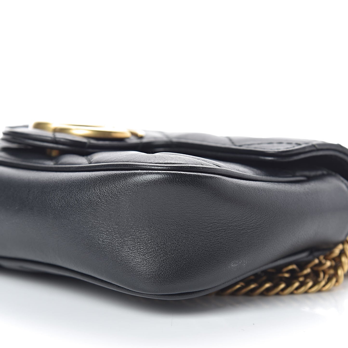 Calfskin Matelasse Super Mini GG Marmont Shoulder Bag Black