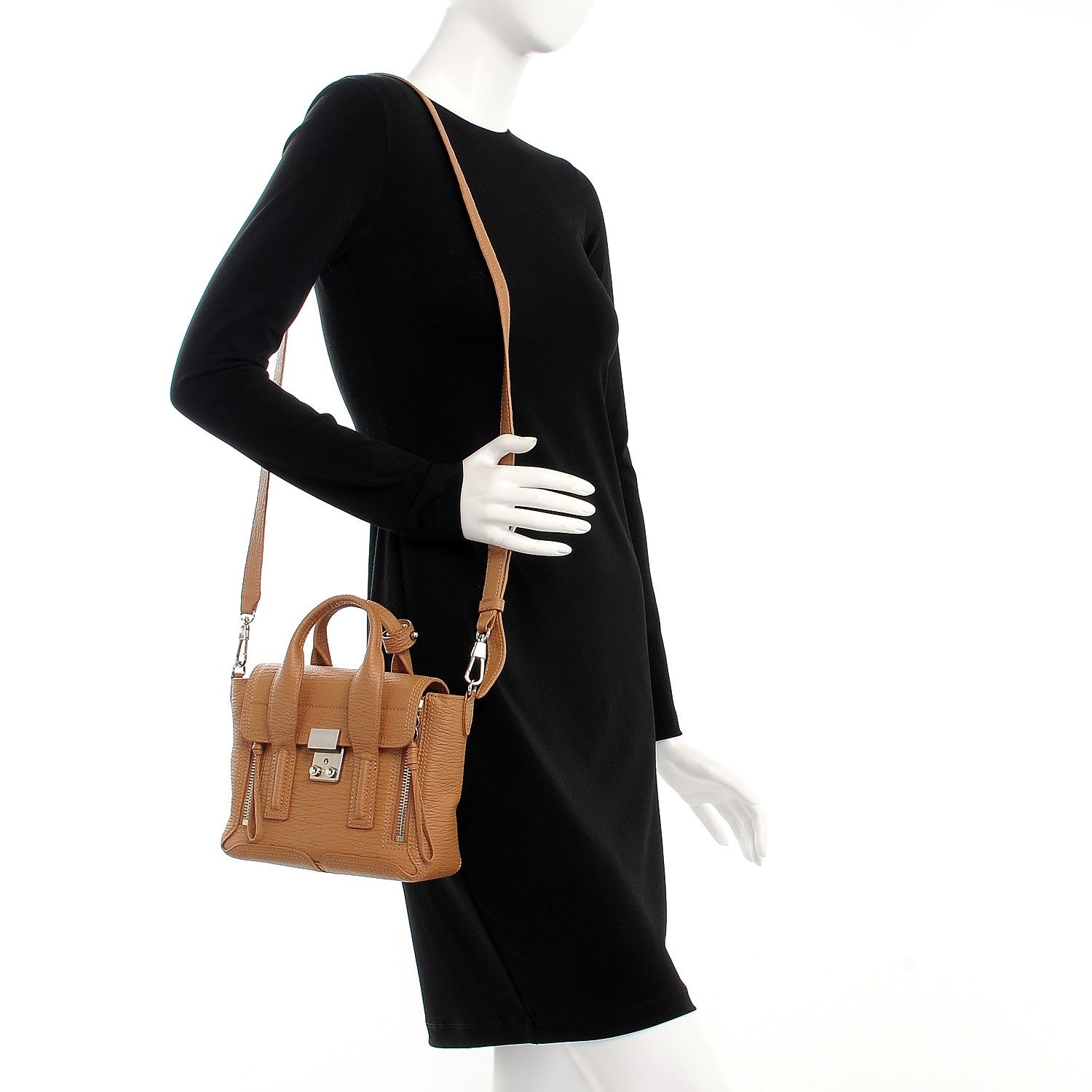 3.1 Phillip Lim 3.1 Textured Calfskin Mini Pashli Satchel Tan 2 of 8