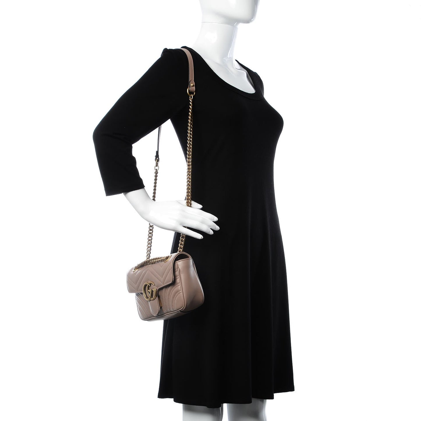 Calfskin Matelasse Mini GG Marmont Shoulder Bag Porcelain Rose