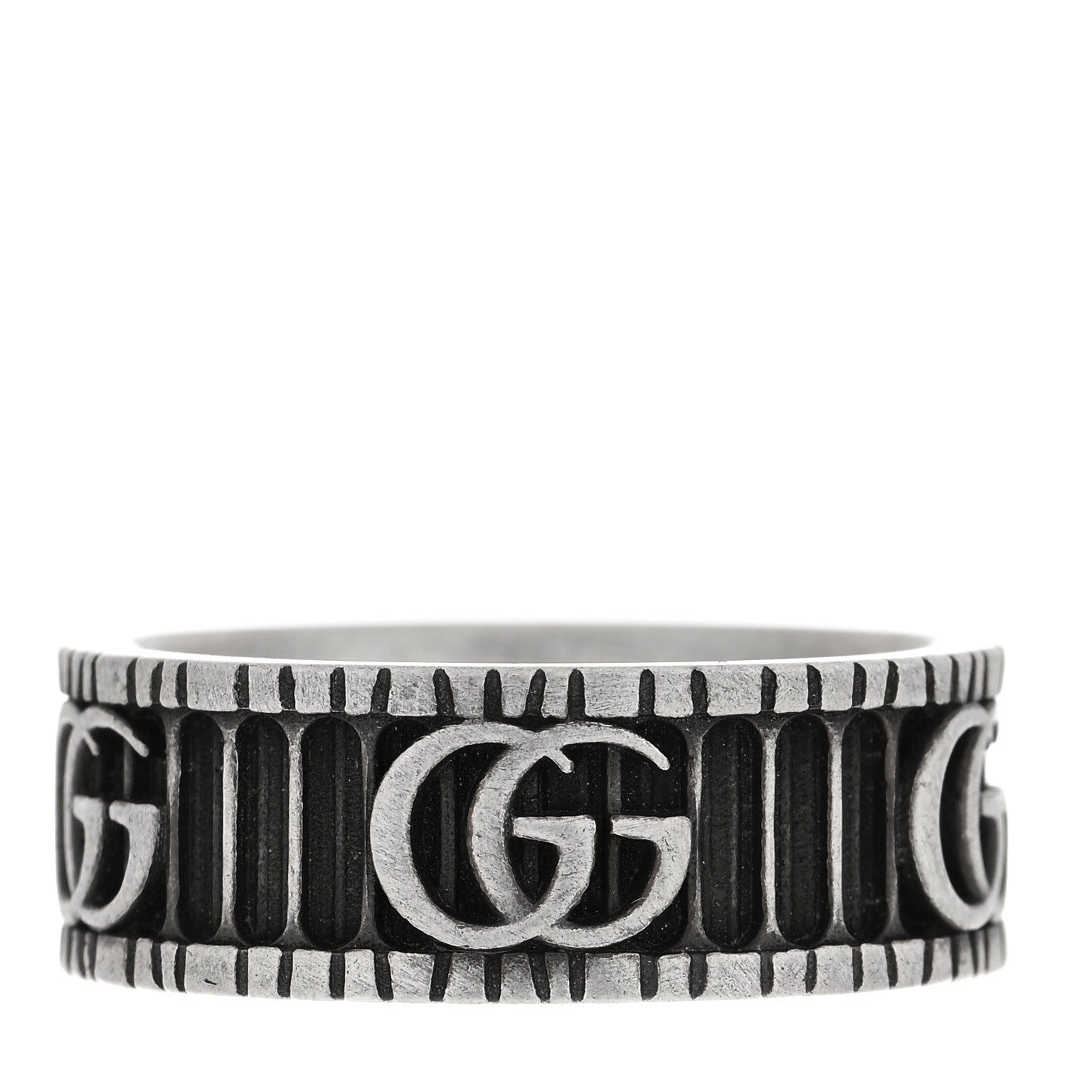 Gucci Sterling Silver Double G Band Ring 55 7.25 1 of 4