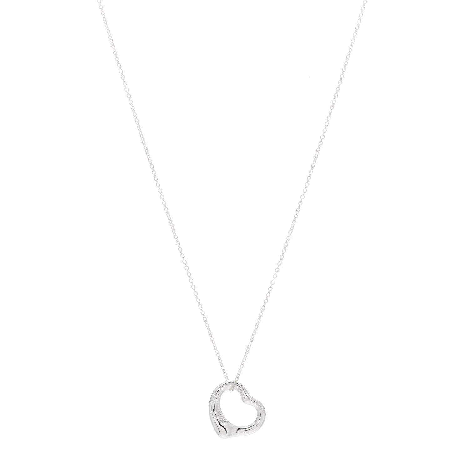 Tiffany Sterling Silver 16mm Elsa Peretti Open Heart Pendant Necklace 1 of 4