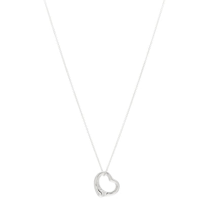 Tiffany Sterling Silver 16mm Elsa Peretti Open Heart Pendant Necklace 1 of 4