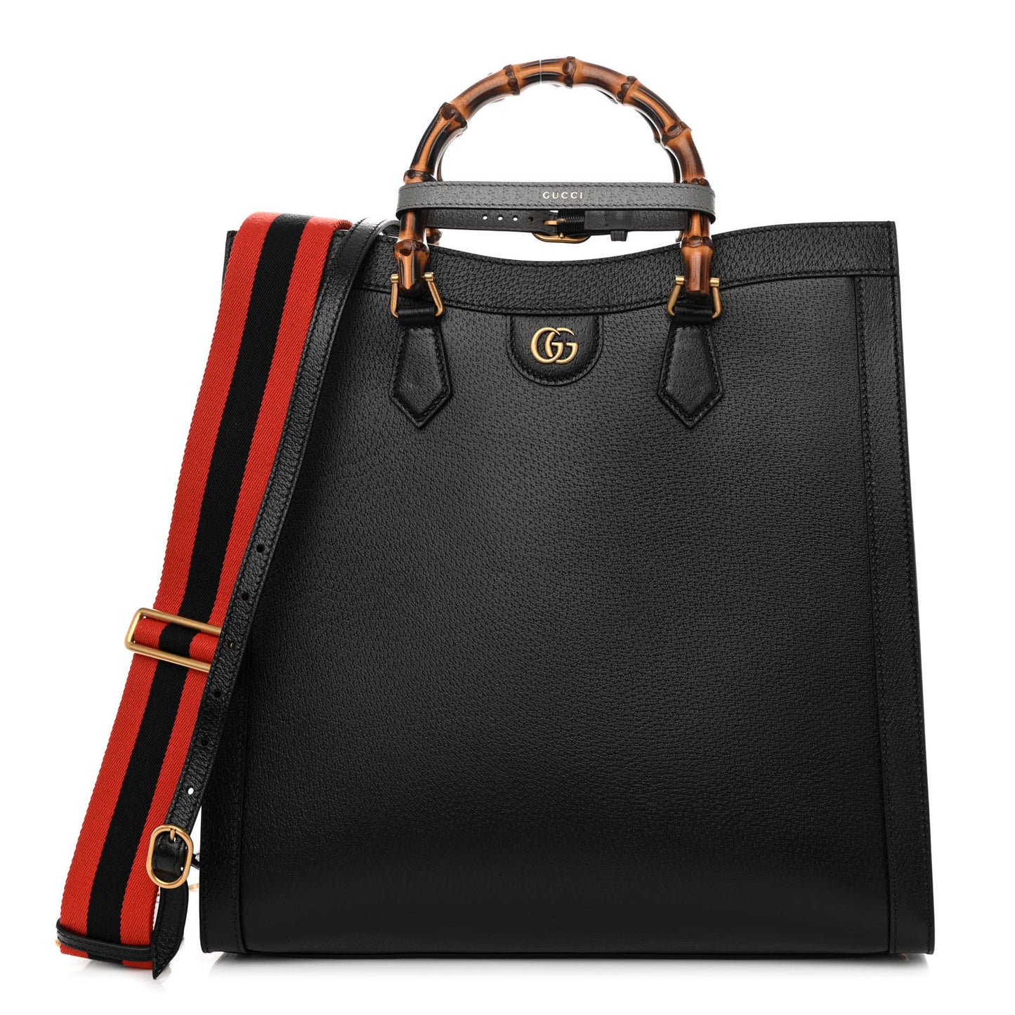 Wonka Grain Calfskin Large Diana Tote Bag Black