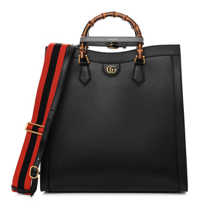 Gucci Wonka Grain Calfskin Large Diana Tote Bag Black 1 of 9