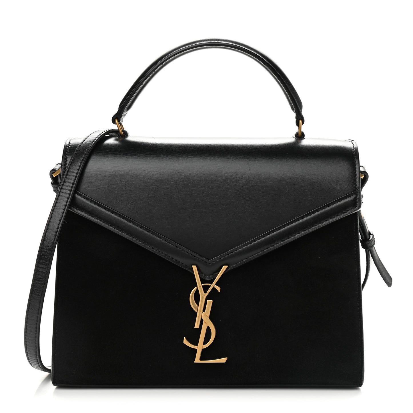 Kid Scamosciato Smooth Calfskin Medium Classic Monogram Cassandra Top Handle Black Rouge Legion