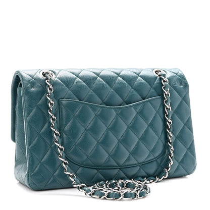 Chanel Caviar Quilted Medium Double Flap Dark Turquoise 3 of 10