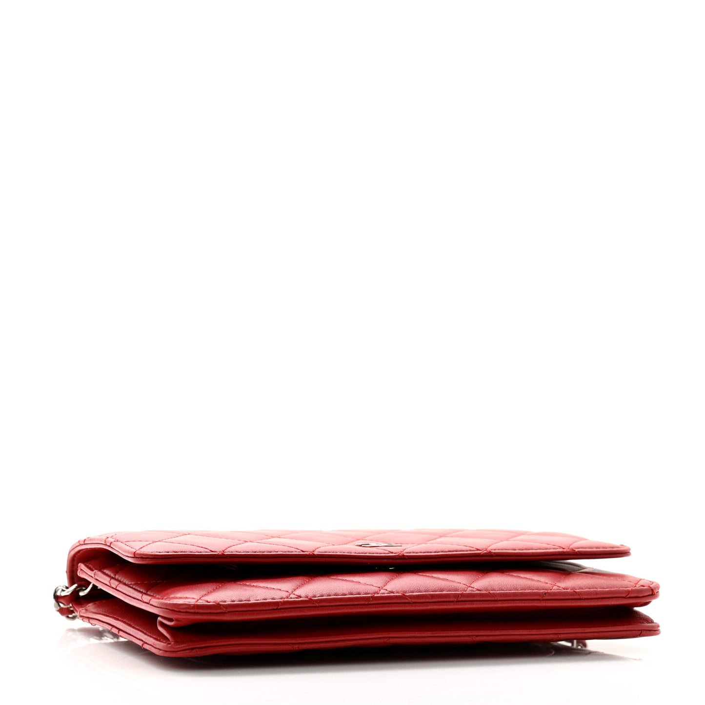 Lambskin Quilted Wallet On Chain WOC Red