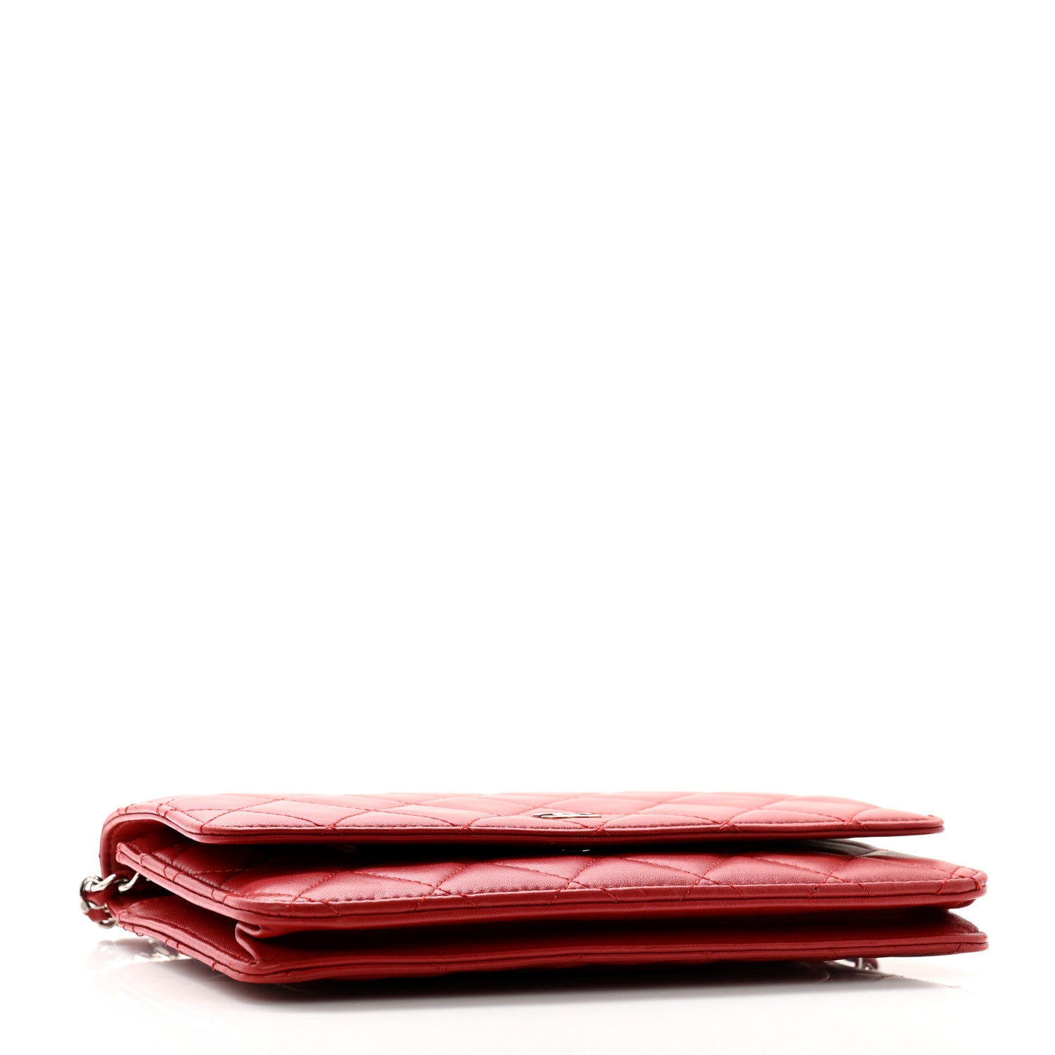 Chanel Lambskin Quilted Wallet On Chain WOC Red 4 of 11