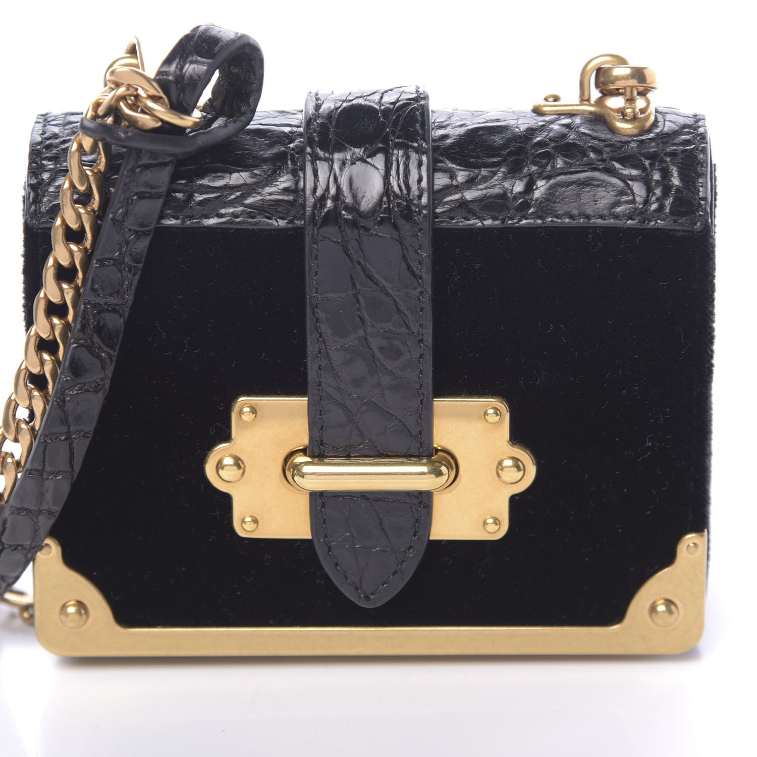 Prada Velvet Crocodile Micro Cahier Bag Black 9 of 10