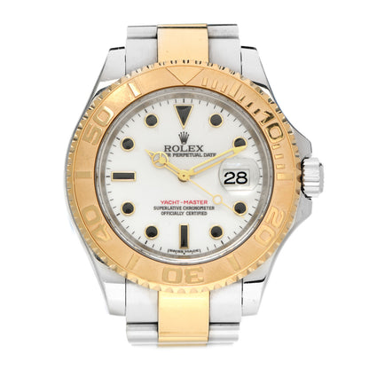 Rolex Stainless Steel 18K Yellow Gold 40mm Oyster Perpetual Date Yacht-Master Watch White 16623 1 of 4