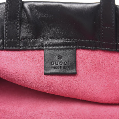 Gucci Grained Calfskin Logo Drawstring Backpack Box Pink Green Black 6 of 10