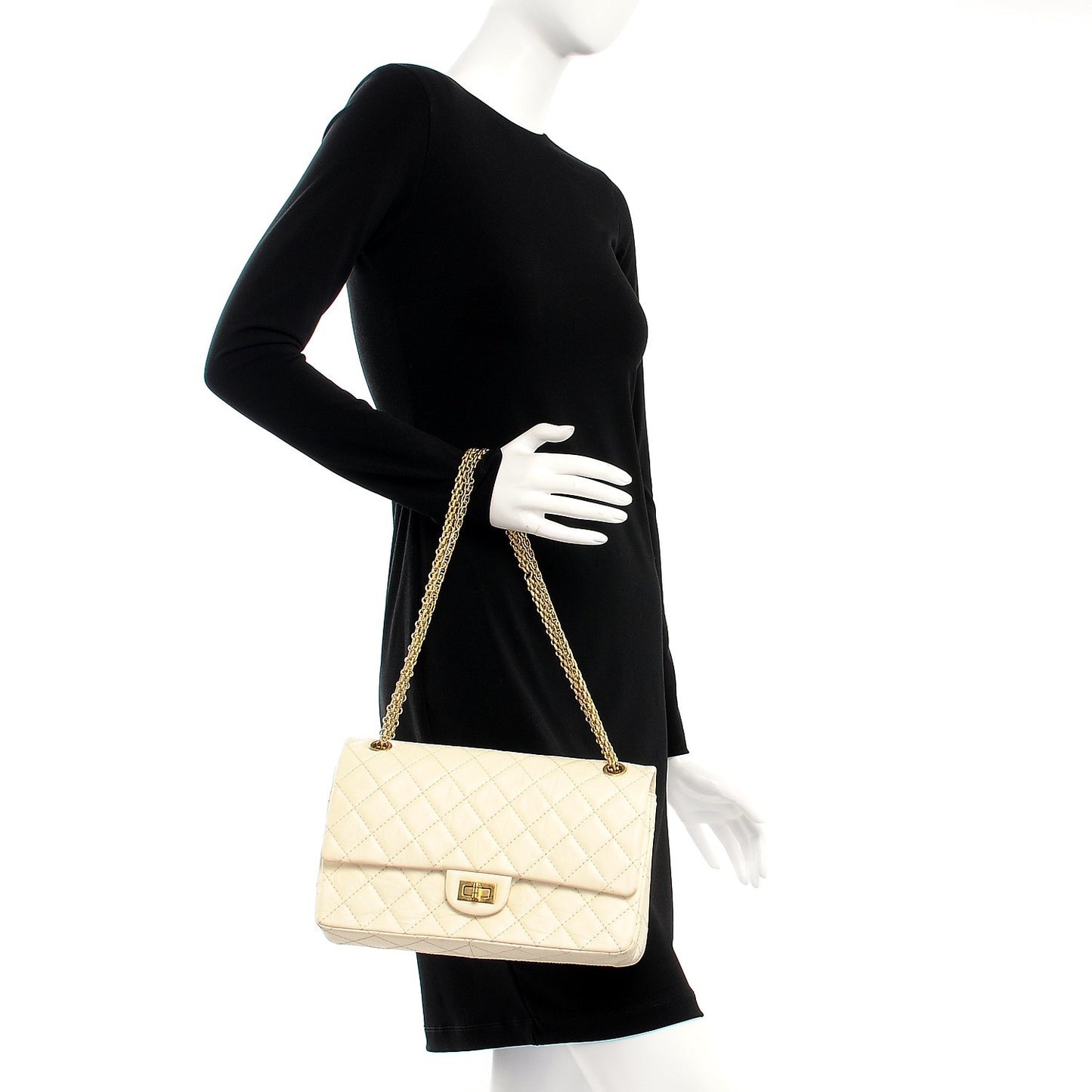 Aged Calfskin Quilted 2.55 Reissue 226 Flap Ivory