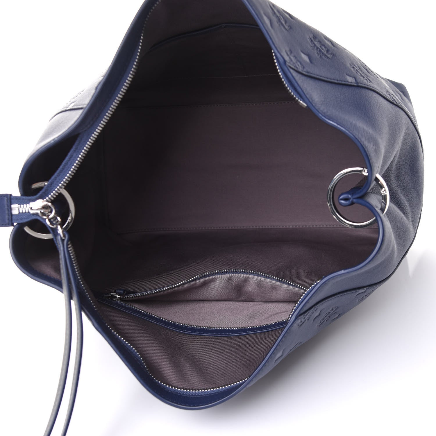MCM Calfskin Ottomar Monogram Large Klara Hobo Navy Blue 8 of 13