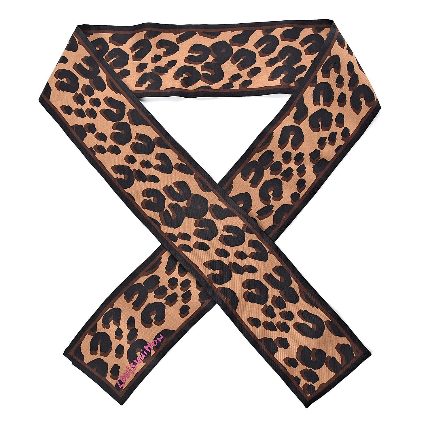 Louis Vuitton Silk Leopard Bandeau Scarf Marron 1 of 5