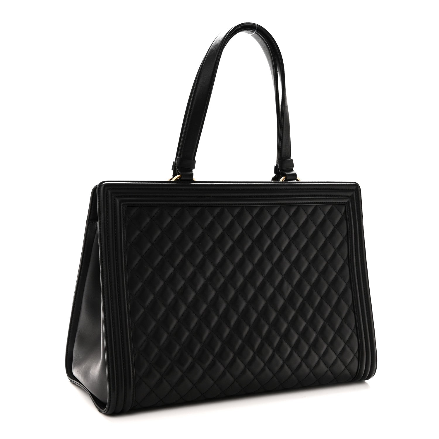 Chanel Calfskin Quilted Boy Shopping Tote Black 3 of 10