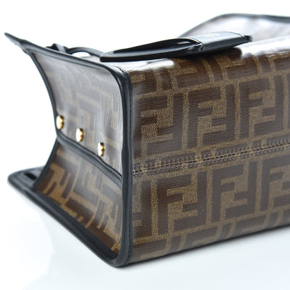 Fendi Glazed Fabric Vitello Century FF 1974 Stamp Patch Mini Peekaboo Defender Cover Mogano Panna Black 8 of 9