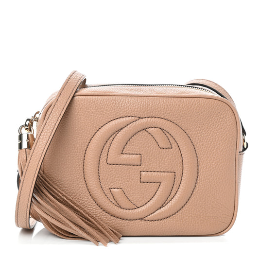 Pebbled Calfskin Small Soho Disco Bag Camelia