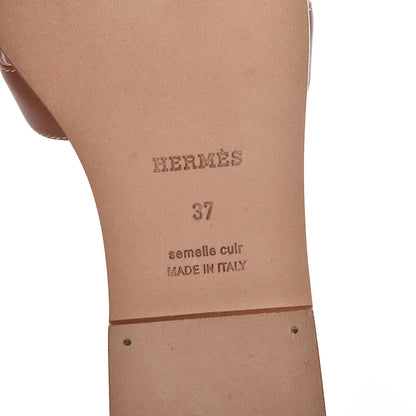 Hermes Box Calfskin Oran Sandals 37 Gold 6 of 7
