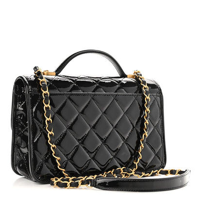 Chanel Patent Quilted Small School Memory Top Handle Flap Black 3 of 11