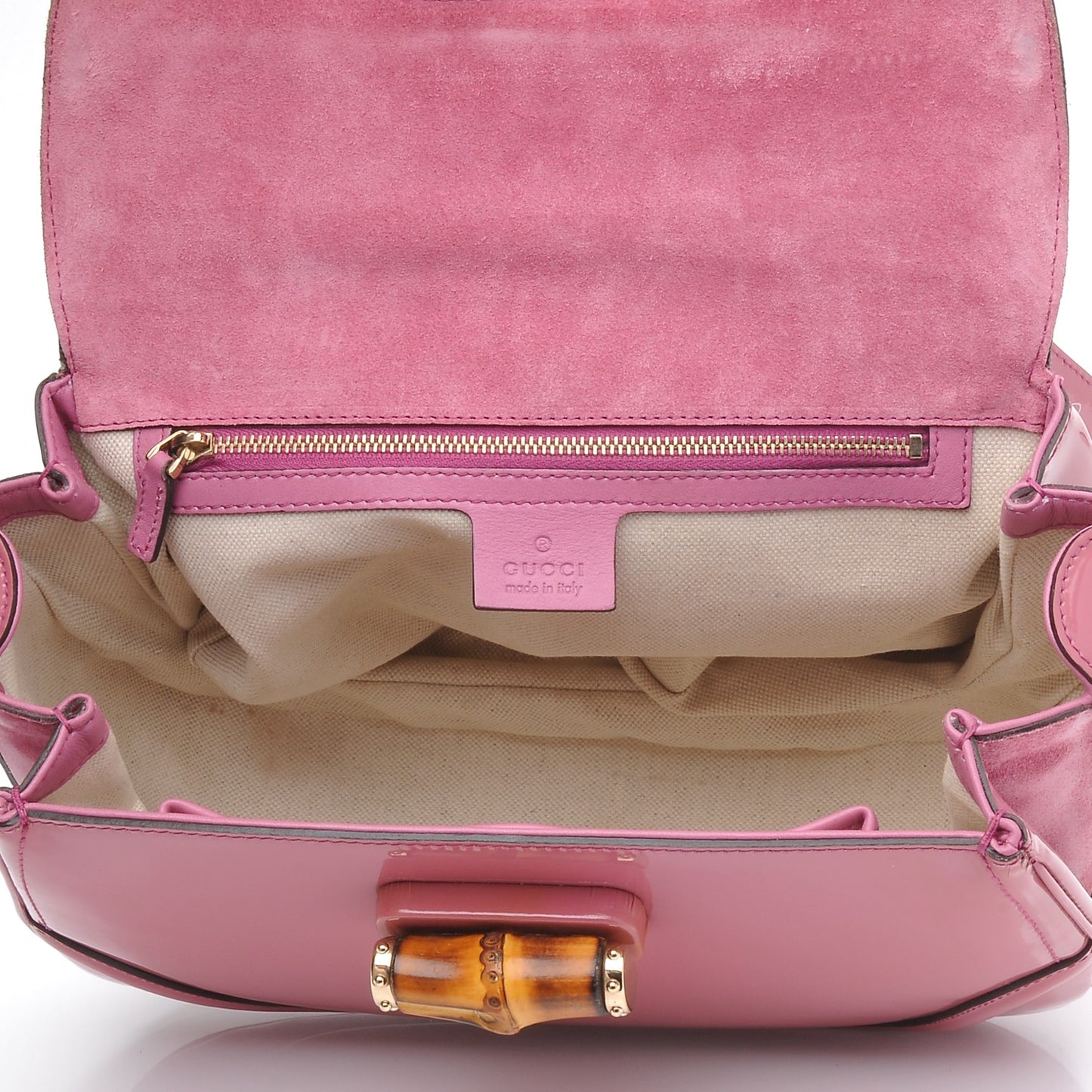 Patent Medium New Bamboo Top Handle Bag Pink