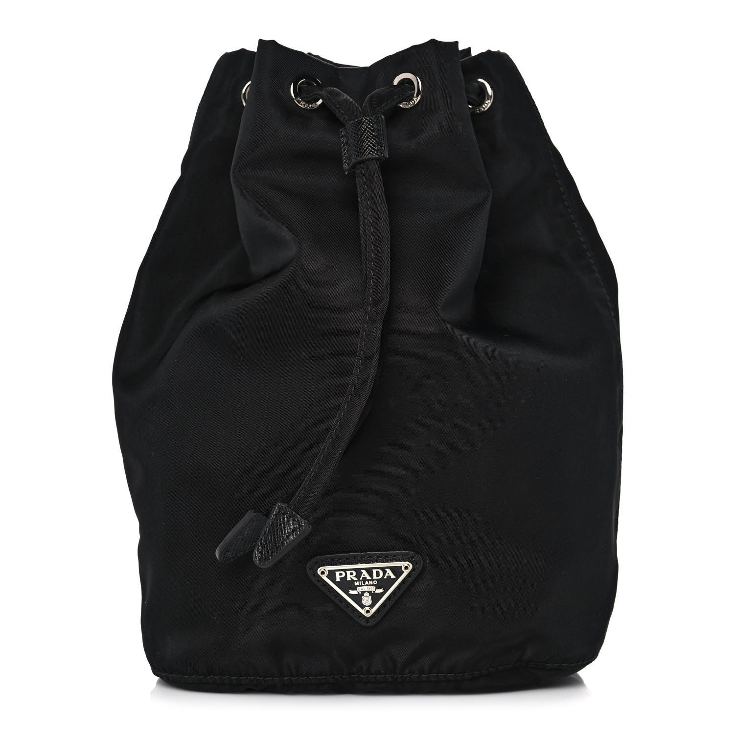 Prada Saffiano Tessuto Nylon Vela Bucket Wristlet Black 1 of 11
