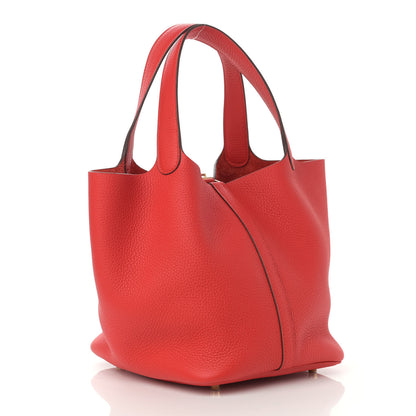 Hermes Taurillon Clemence Picotin Lock 22 MM Rouge De Coeur 3 of 10