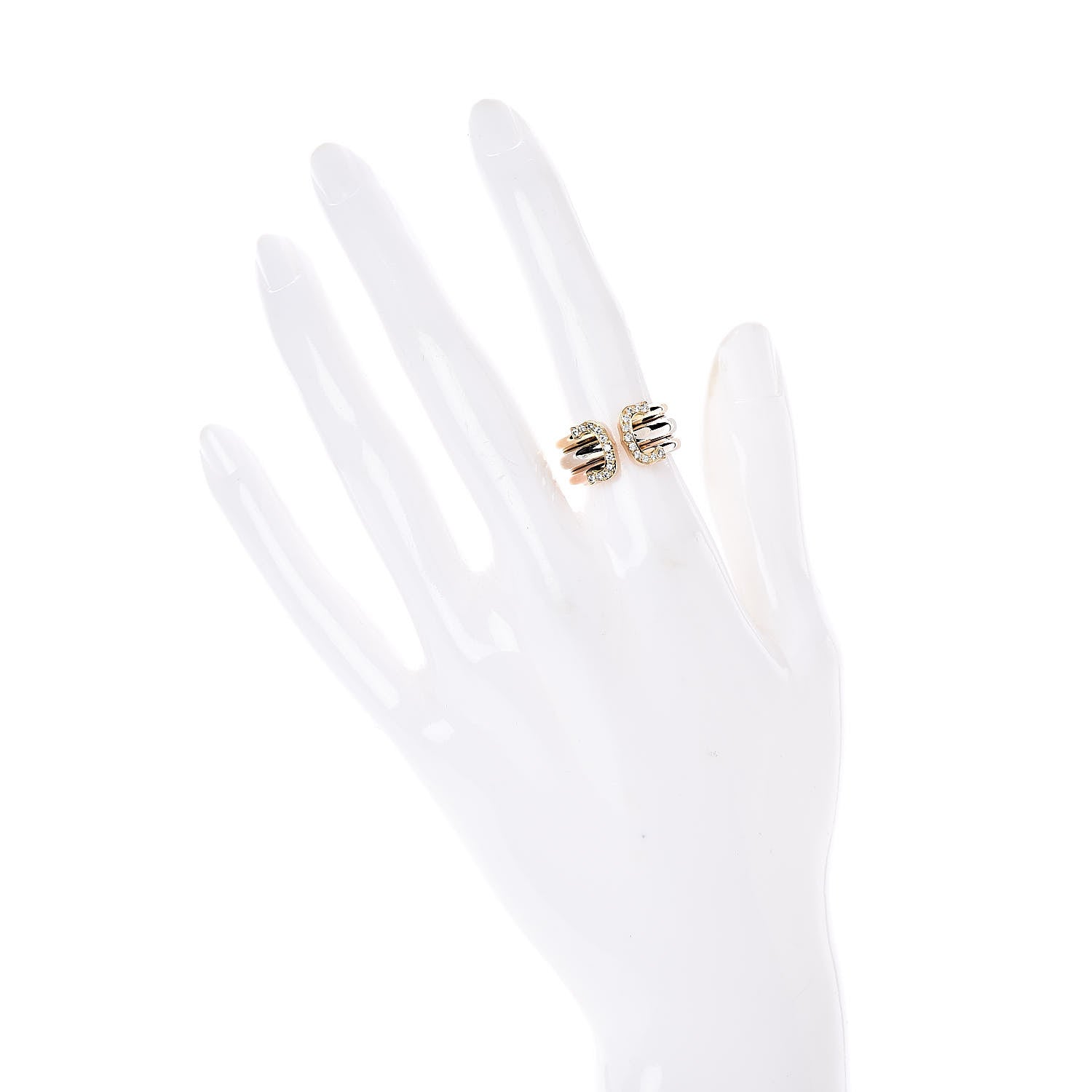 Cartier 18K Pink Yellow White Gold Diamond C De Ring 50 5.25 2 of 4
