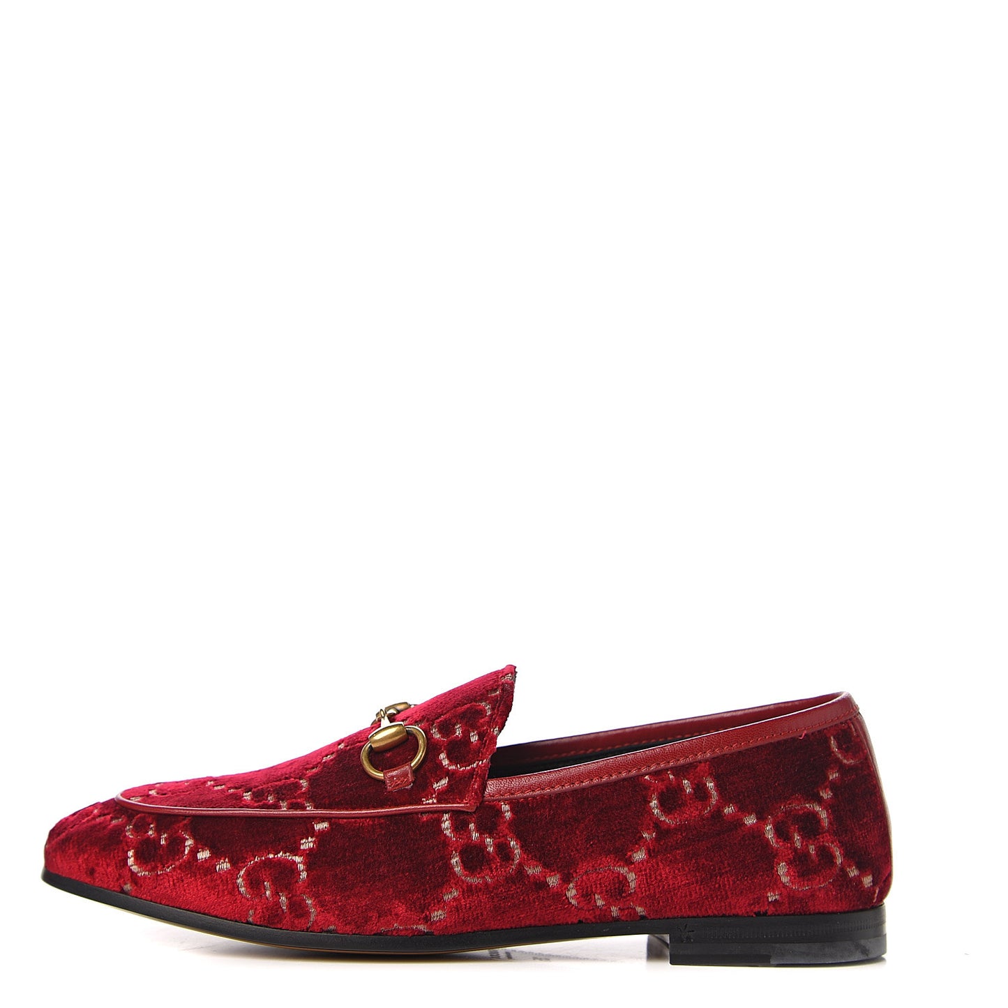 Velvet Malaga Kid GG Monogram Horsebit Womens Jordaan Loafers 35 Red Cipria Romantic Cerise