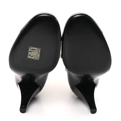 Chanel Lambskin Patent Cap Toe Charms Ankle Booties 38 Black 6 of 9
