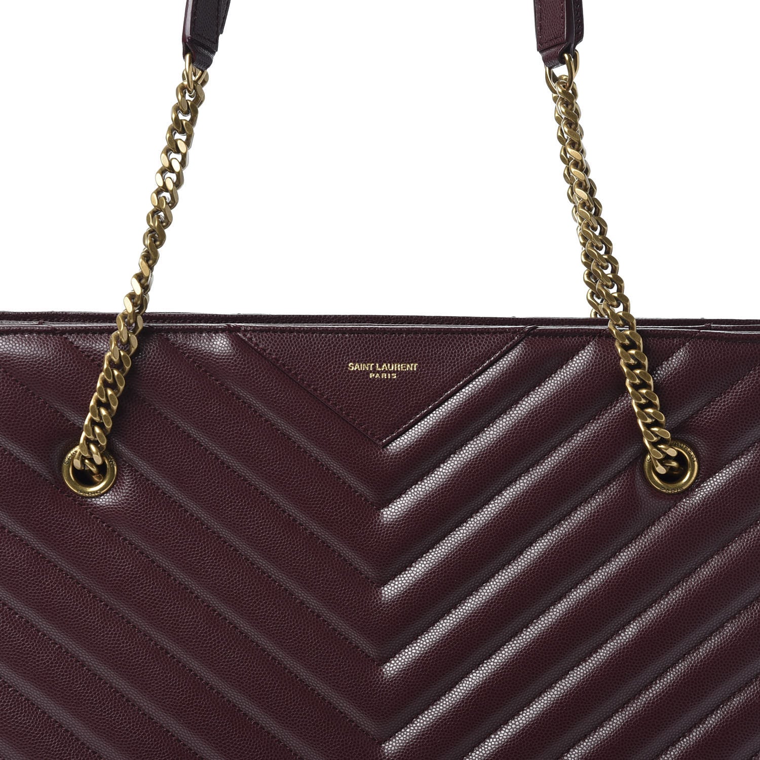 Saint Laurent Grain de Poudre Matelasse Chevron Medium Tribeca Shopping Bag Rouge Legion 9 of 9