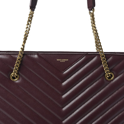 Saint Laurent Grain de Poudre Matelasse Chevron Medium Tribeca Shopping Bag Rouge Legion 9 of 9