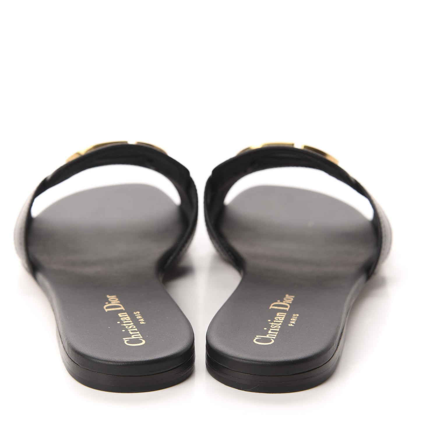 Calfskin 30 Montaigne Flat Slide Sandals 39 Black