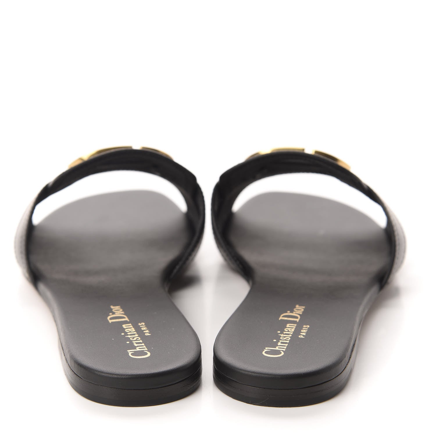 Christian Dior Calfskin 30 Montaigne Flat Slide Sandals 39 Black 5 of 10