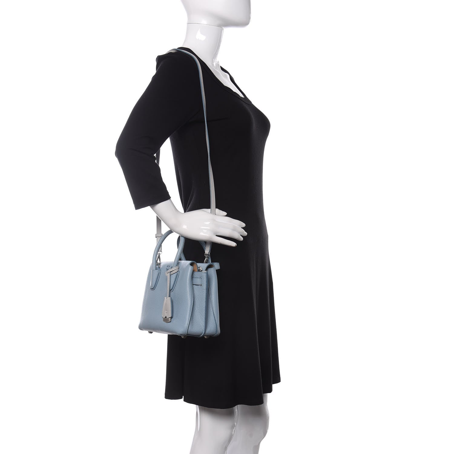 MCM Grained Calfskin Mini Milla Tote Sky Blue 2 of 7