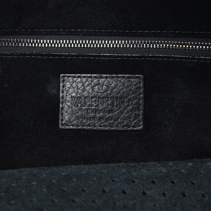 Valentino Garavani Calfskin Perforated Rockstud Large Travel Briefcase Black 7 of 20