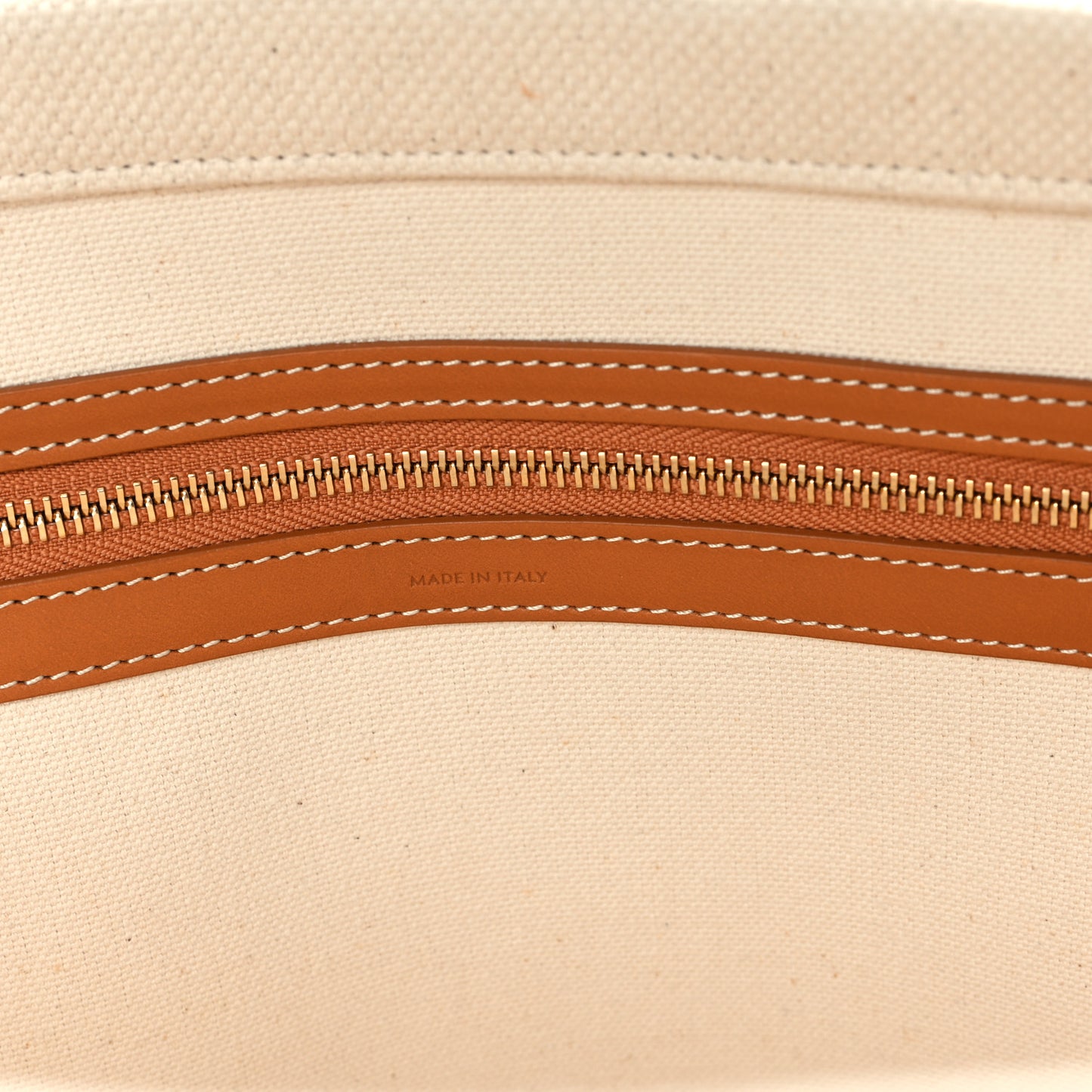 Canvas Calfskin Horizontal Cabas Natural Tan