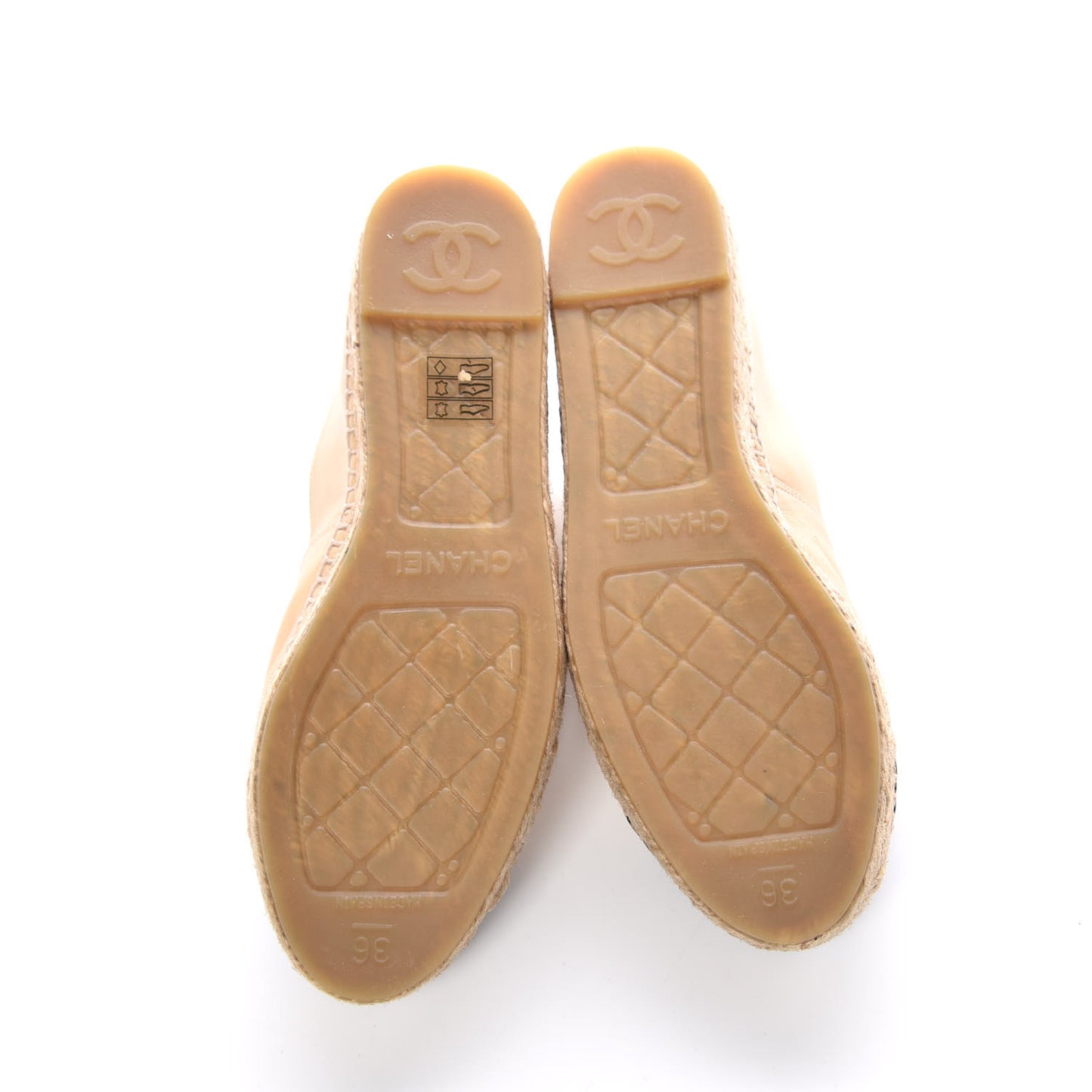 Lambskin CC Espadrilles 36 Beige Black