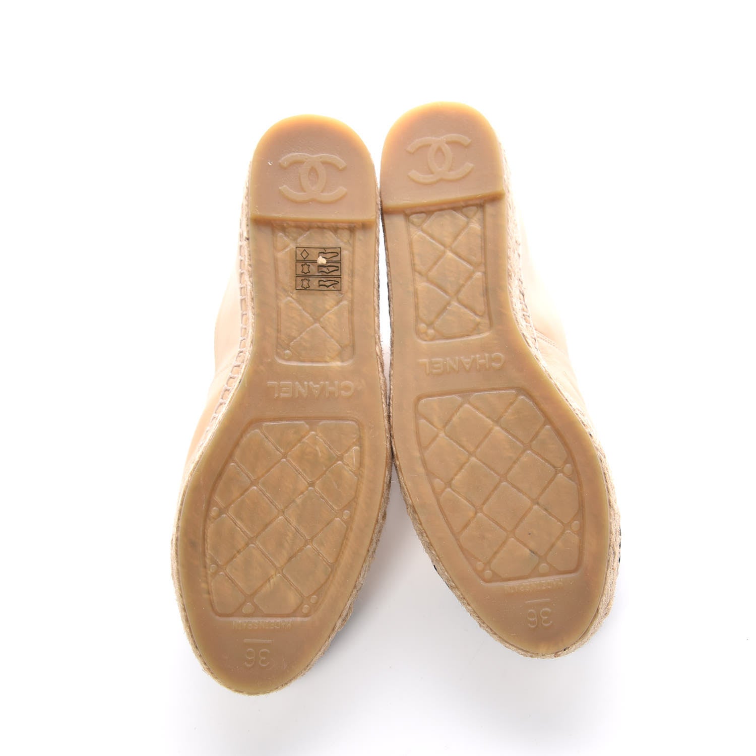 Chanel Lambskin CC Espadrilles 36 Beige Black 5 of 11