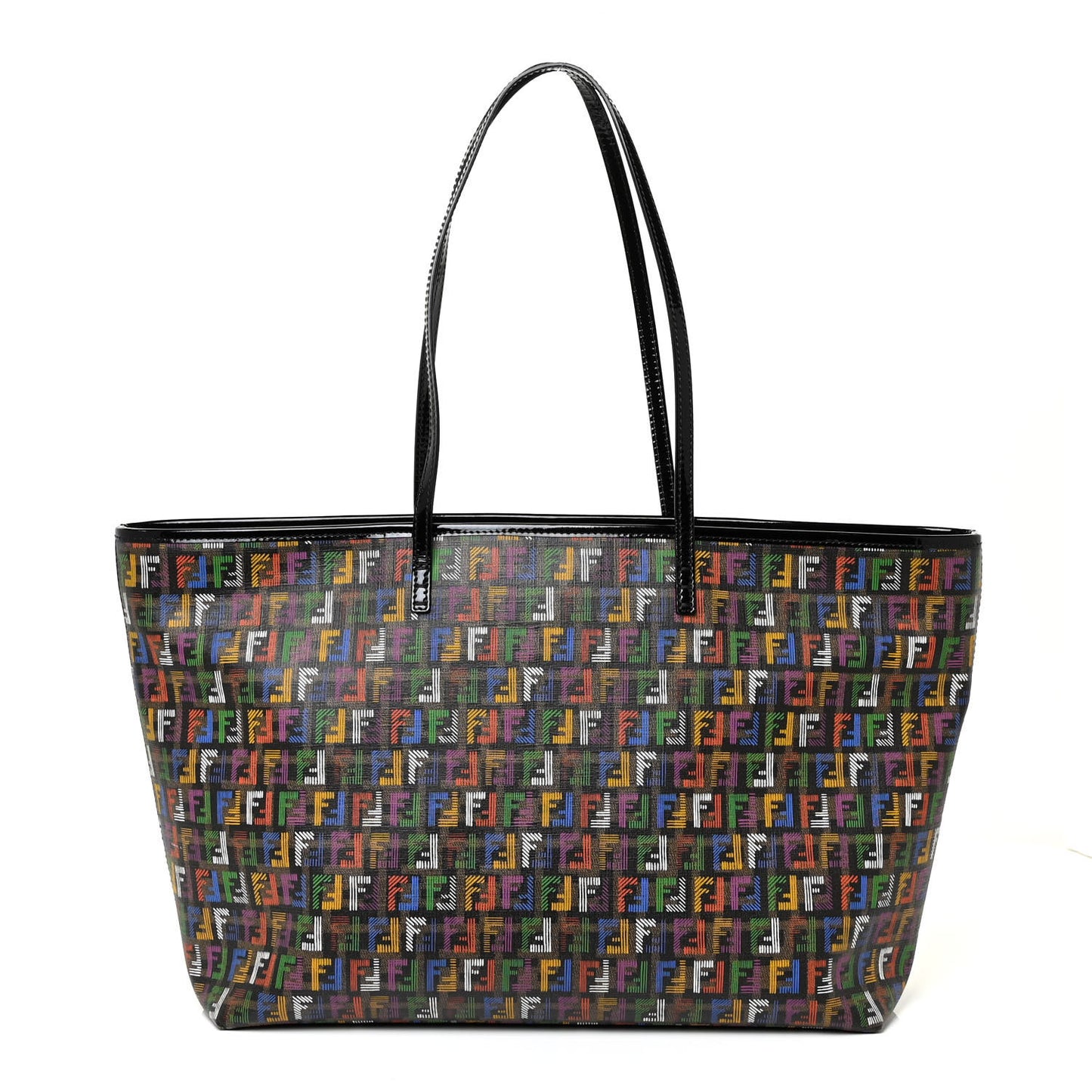 Zucca Spalmati Patent Zucchino Screen Print Medium Roll Tote Tobacco Multicolor Black