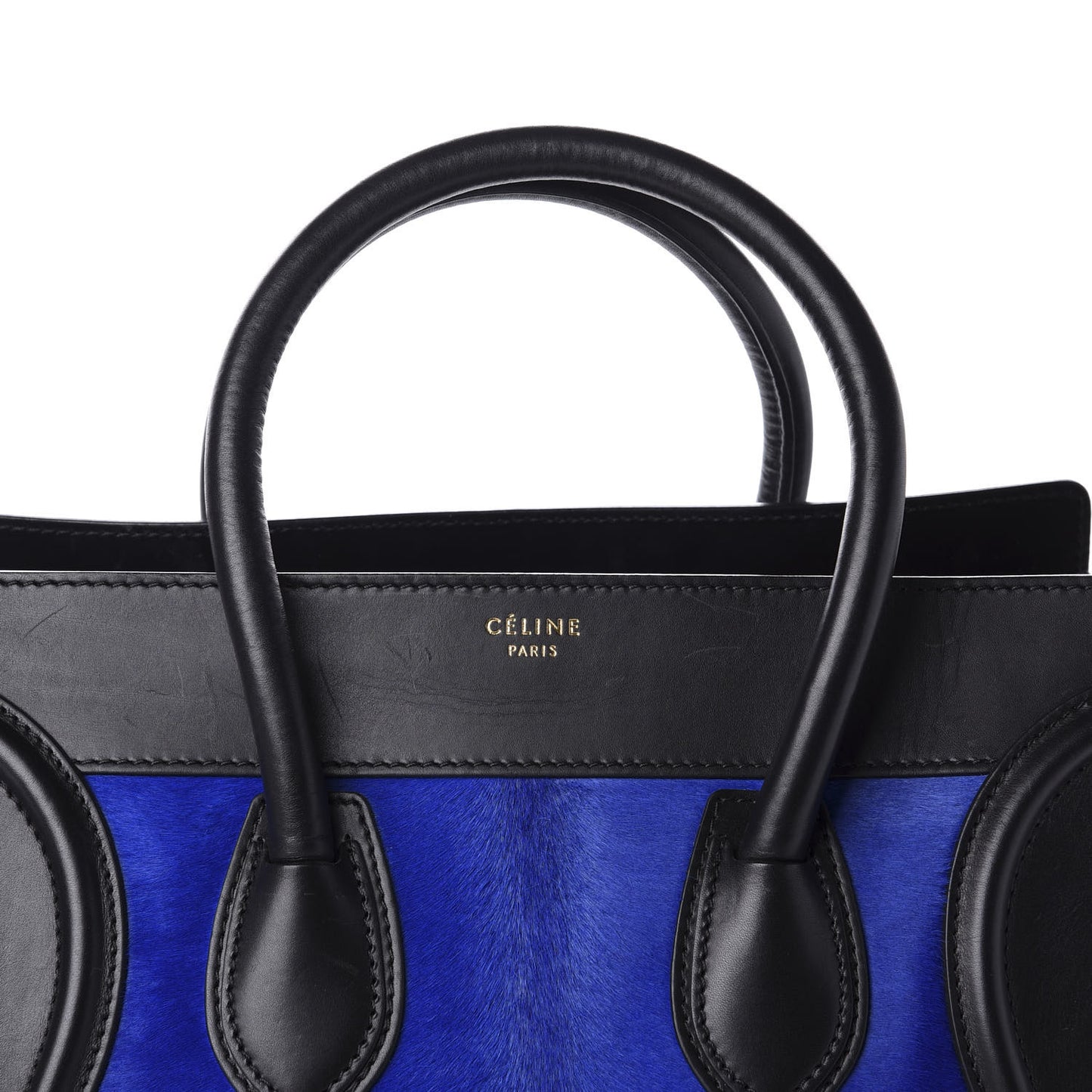 Pony Hair Mini Tri-Color Luggage Royal Blue