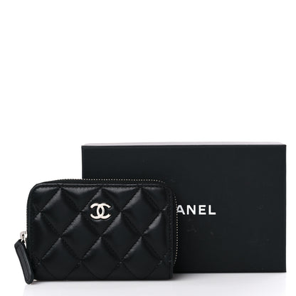 Chanel Lambskin Quilted Zip Coin Purse Black 10 of 10