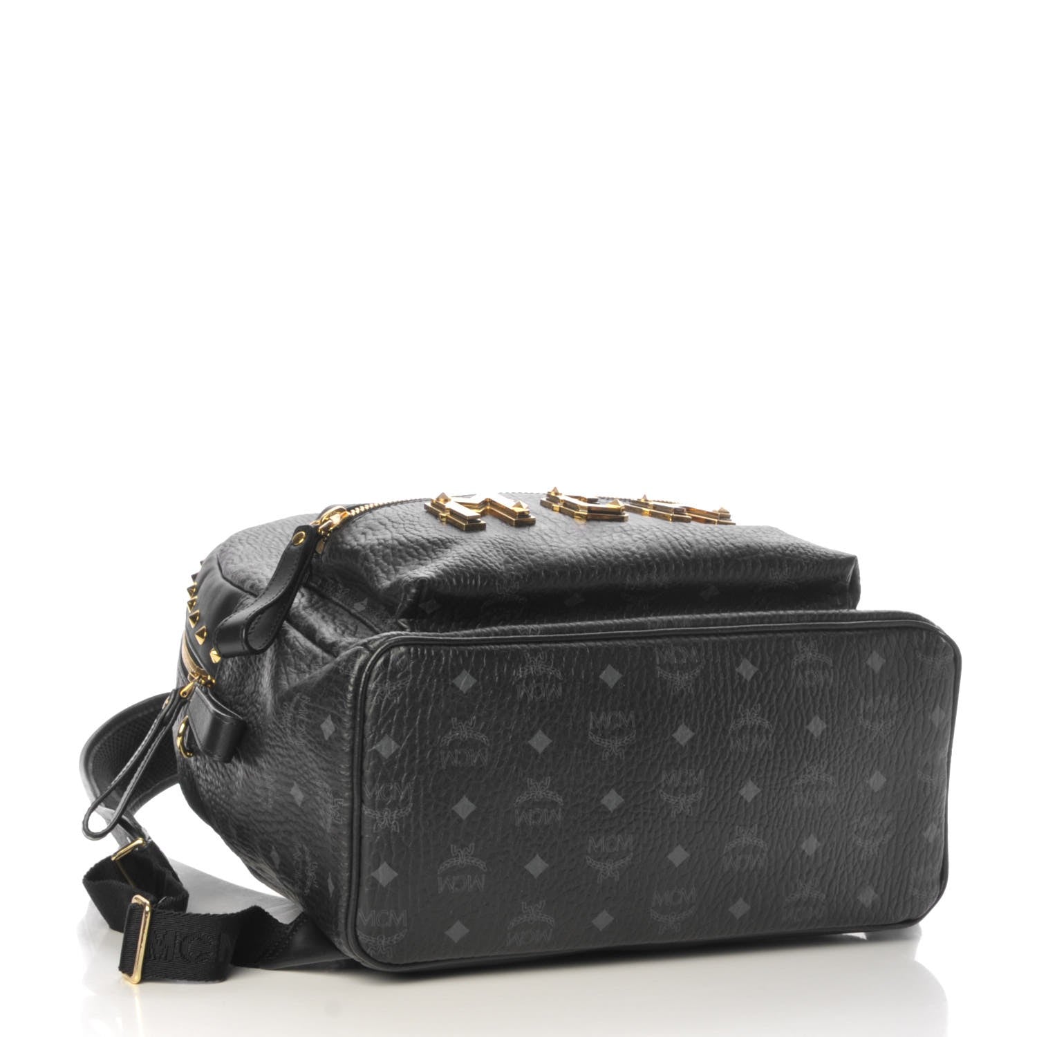 MCM Visetos Studded Medium Stark M Logo Collection Backpack Black 4 of 10