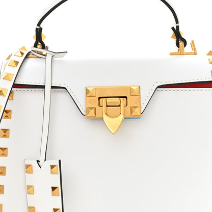 Valentino Garavani Grainy Calfskin Small Rockstud Alcove Top-Handle Flap Bag White 7 of 10