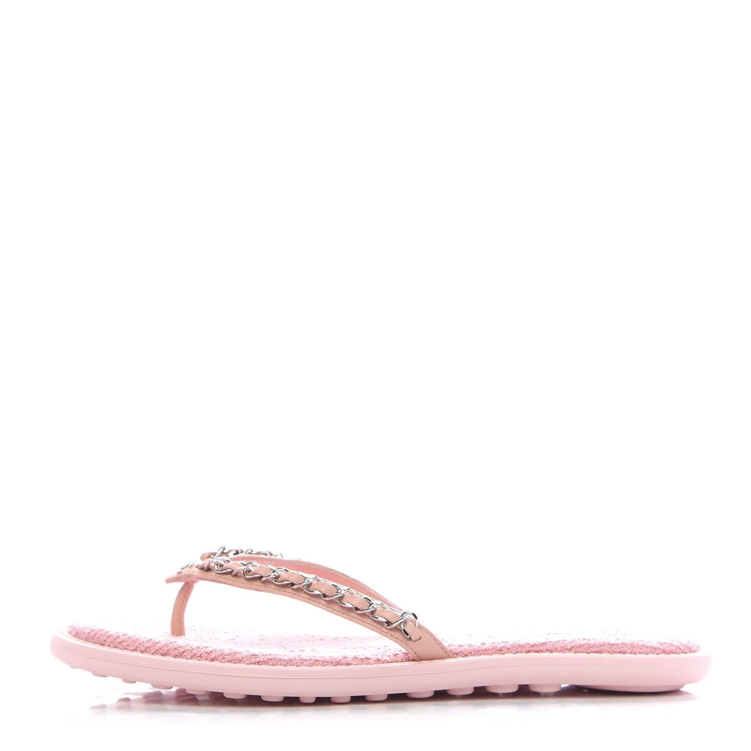 Chanel Calfskin CC Chain Thong Sandals 37 Pink 1 of 8