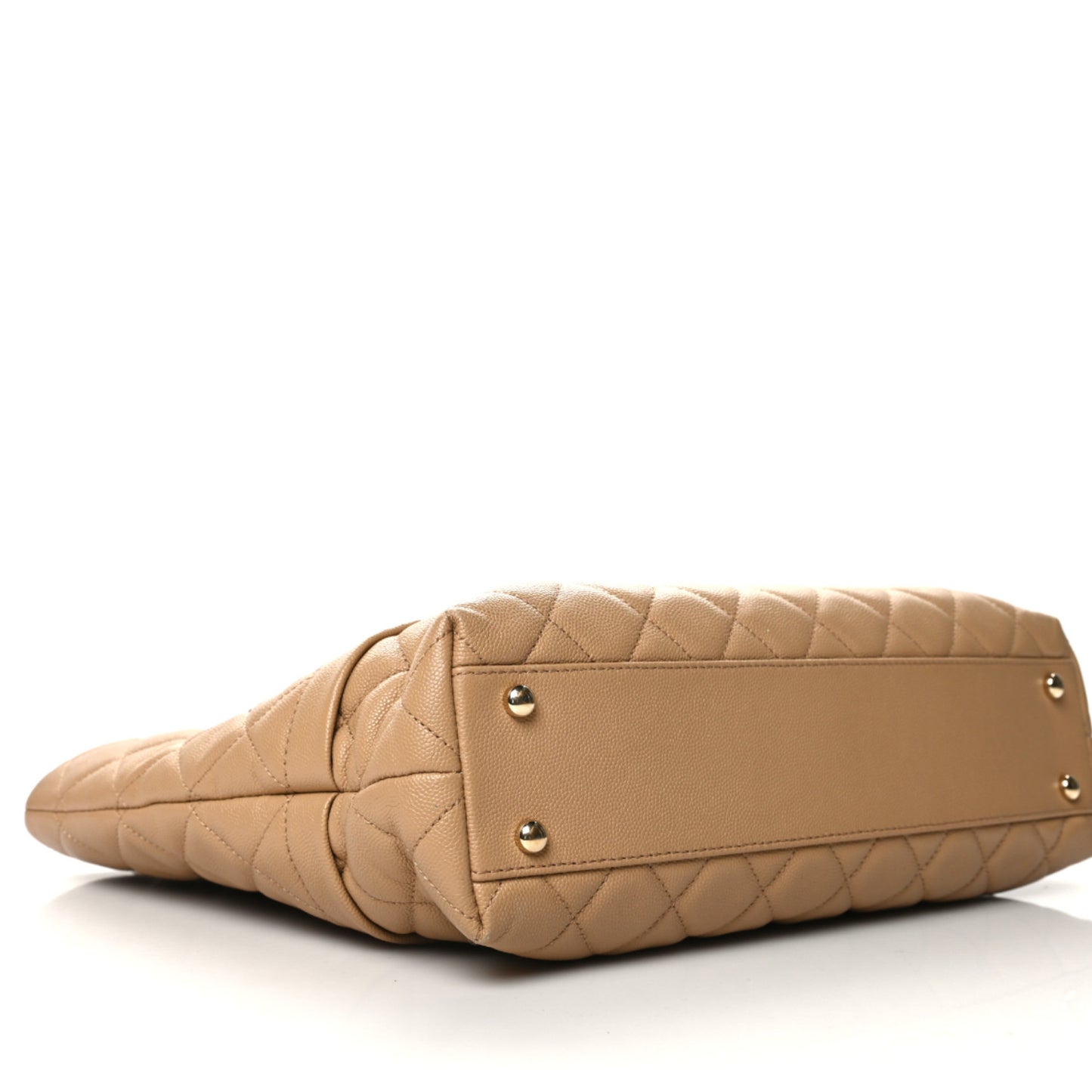 Caviar Quilted Rolled Up Tote Beige