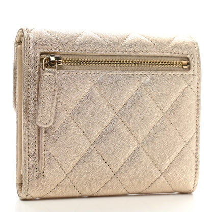 Chanel Metallic Lambskin Quilted Compact Flap Wallet Gold 3 of 8