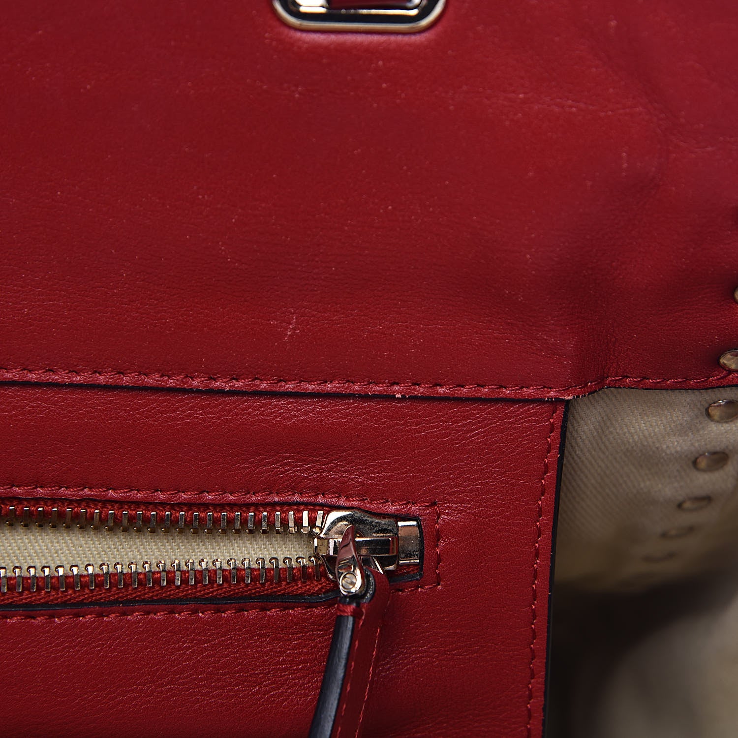 Valentino Garavani Vitello Medium Rockstud All Over Tote Rosso Valentino 8 of 13